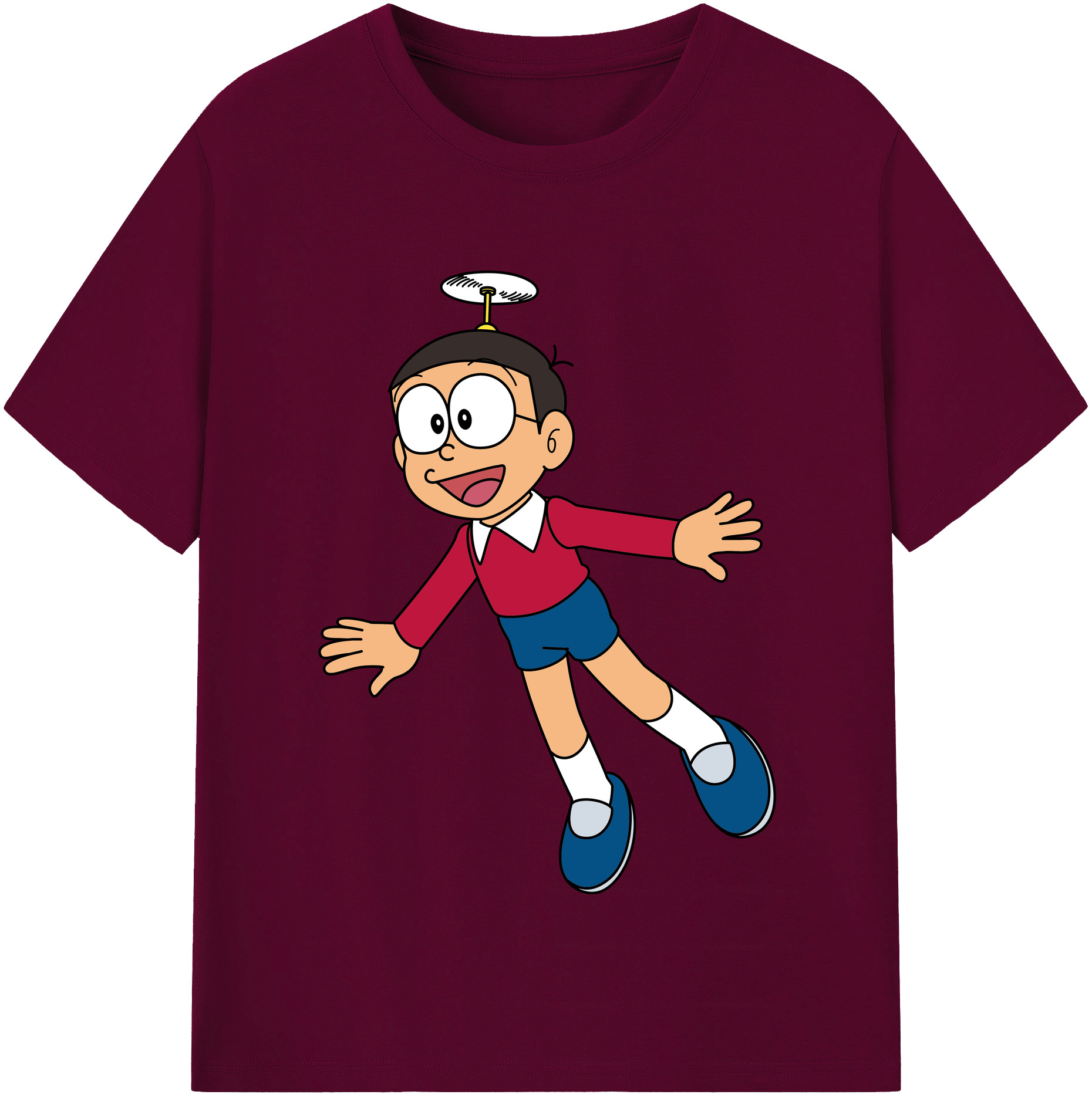 （画像用） ドラえもん 野比 のび太 Doraemon Nobita Nobi レディースカジュアルプリントTシャツ（綿100％）
